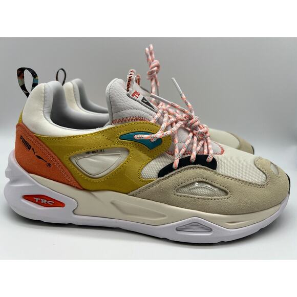 Puma TRC Blaze HC Sneakers Pristine Beige Orange Yellow Men 384962-01 Sz 10.5📦